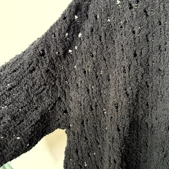 Eileen Fisher Open Stitch Organic Blend Chunky Stitch Black Sweater XL - Picture 6 of 6